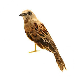 2X Artificial Bird Feathered Realistic Sparrow Home Garden Decor Ornament 1