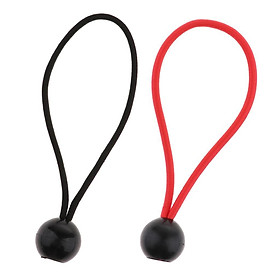 2 Pieces 5.5 Inch/14cm Reusable Ball Bungee Cord Elastic String Canopy Tarp Tie Down Strap Tent Fix Rope, Black+Red