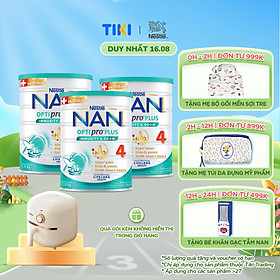 Bộ 3 Lon Sữa bột Nestlé NAN OPTIPRO PLUS 4 1500g/lon với 5HMO Giúp tiêu hóa tốt + Tăng cường đề kháng Tặng Nồi chiên không dầu mini Gaabor​  (2 - 6 tuổi)