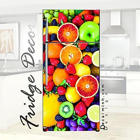 Decal 3D dán Cửa Tủ Lạnh chống thấm cao cấp mẫu trái cây (60x130cm/150cm/180cm)