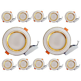 Mua Combo 10 Đèn Led âm trần 7w 3 chế độ 3 màu viền vàng