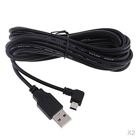 2Pcs 3.5M Mini USB Charger Cable 5V 2A 90 Degree Left DVR  Charging