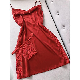 Váy ngủ lụa phối ren kèm quần Yoko dress - Bộ ngủ lụa