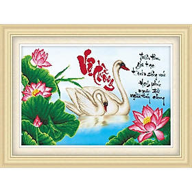 Tranh thêu chữ thập Vợ chồng AL51407, nền trắng không thêu, kích thước 63 x 42 cm