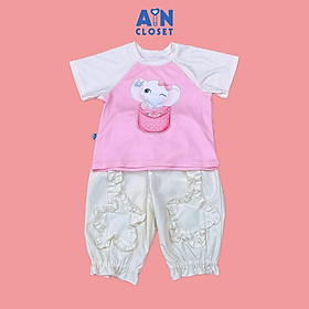 Bộ quần áo Dài tay ngắn bé gái họa tiết Voi Sao Kem Cotton - AICDBGE9U3OD - AIN Closet