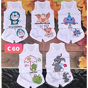 Set 5 bộ sát nách cho bé từ 0-16 tháng vải cotton mặc cực mát, in hình dễ thương