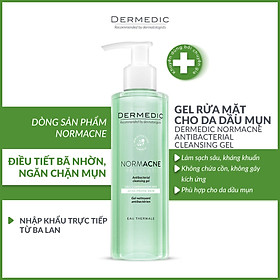Sữa rửa mặt dạng gel hỗ trợ làm sạch dành cho da dầu da mụn Dermedic Normacne Antibacterial Cleansing Gel 500ml