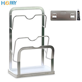 Kệ để nắp nồi 3 tầng inox 304 dán tường đa năng Hobby home decor TT05