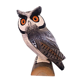 Wooden Handmade Owl Figurine Handcrafted Statue Art Home Sculpture Hand Carved Decorative Rustic Accent Decoration