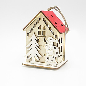 Siaonvr LED Light Wood House Cute Christmas Tree Hanging Ornaments Holiday Decoration