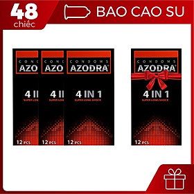 Bộ 3 Bao cao su Azodra 4 in 1 (12 chiếc / hộp) - Tặng 1 sản phẩm cùng loại