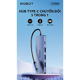Mua Hub Type-C chuyển đổi 5 trong 1 ROBOT HT255S USB3.0 PD100W Cổng HDMI4k - HÀNG CHÍNH HÃNG