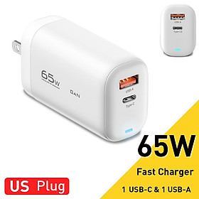 Bộ sạc Essager 65W Gan USB C cho máy tính xách tay PPS 45W 25W Sạc nhanh cho Samsung QC3.0 PD3.0 cho iPhone14 13 Pro Phone Chagers Plug: US White A C C C