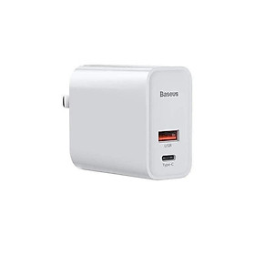 Cốc sạc nhanh PD/QC 3.0 - Củ sạc nhanh đa năng (chuôi dẹt)- Baseus Speed Dual Quick charger 30W ( USB 3.0 + Type C Power Delivery) - Hàng Chính Hãng