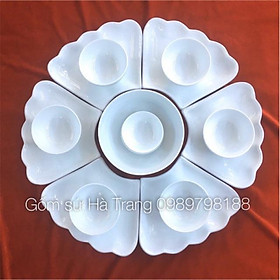 Mua Bộ đồ ăn hoa mặt trời gốm sứ Bát Tràng cao cấp men trắng