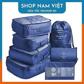 Bộ 7 Túi Đựng Đồ Du Lịch Phân Loại Hành Lý Ngăn Nắp Dành Cho Vali - Xanh navy