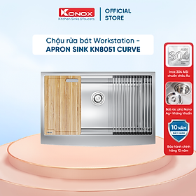 Chậu rửa bát inox 1 hố KONOX Workstation Sink – Apron Sink KN8051AS Curve