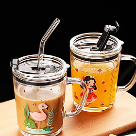 Mua Cốc thủy tinh chia vạch kèm ống hút và nắp chống tràn