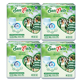 [Mẫu mới] Combo 4 Tã quần SunMate siêu mềm mại G1 mới size XL-07 miếng