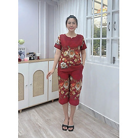 Đồ Bộ Ngủ Trung Niên Quần Lửng Chất Vải Lụa Bộ Lửng Mặc Nhà Cho Mẹ Đồ Ngủ Trung Niên