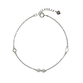 Lắc tay nữ bạc 925 mặt nơ đính đá tấm dễ thương Dế Bạc - LT4658