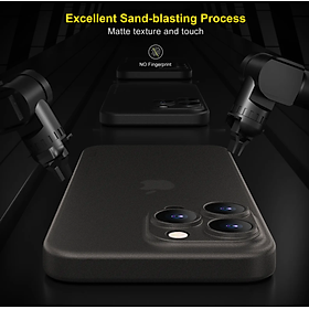 Ốp lưng nhám siêu mỏng 0.3mm cho iPhone 15, 15 Plus, 15 Pro, 15 Pro Max hiệu Memumi Slim - mặt lưng chống trượt, chống bám bẩn - Hàng nhập khẩu - Màu Đen - iPhone 15 Pro