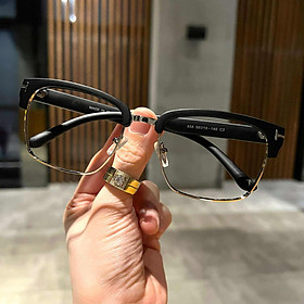 Kính thời trang nam nữ dáng vuông nửa viền form to gọng nhựa bản chắc chắn