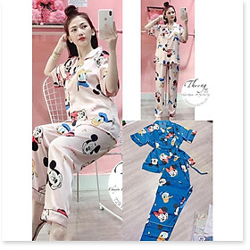 Set bộ pizama satin họa tiết dễ thương