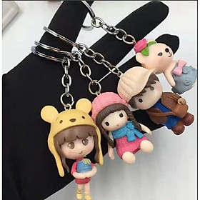 Móc treo chìa khóa hình búp bê cậu bé và cô gái