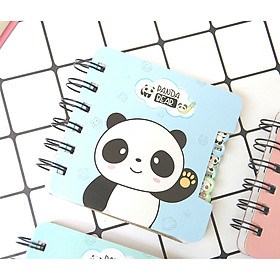 Sổ Tay Ghi Chú Gáy Lò Xo Phân Trang Giấy Nhiều Màu Hình Gấu Trúc Kích Thước 9x10cm 