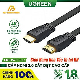 Dây HDMI Dẹt 1m Lõi Đồng cao cấp Ugreen - Hàng Chính Hãng