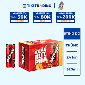 Thùng 24 Lon Nước Tăng Lực Sting Dâu (320ml/Lon)