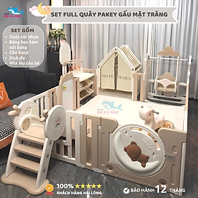 Quây Cũi Nhựa SET FULL VIP 2023 Gấu Mặt Trăng - Kèm Cầu Trượt -Xích Đu