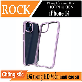 Ốp lưng chống sốc viền cao su cho iPhone 14 (6.1 inch) thiết kế mặt lưng trong suốt Hiệu Rock hybrid tective Case (độ đàn hồi cao, bảo vệ toàn diện, tản nhiệt tốt) - hàng nhập khẩu - Tím
