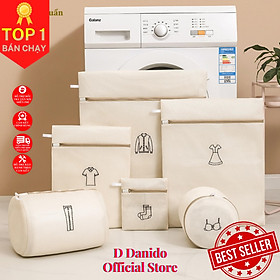 SET 6 túi giặt siêu dày 3 lớp cao cấp - Combo 6 túi lưới bảo vệ quần áo dùng cho máy giặt 3 lớp siêu bền tiện dụng chính hãng D Danido