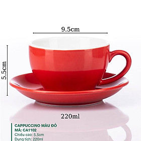 Mua Ly cafe - Cốc Cafe Bát Tràng - Bộ ly tách cafe cao cấp - Cappuccino 220ml - Vitaminceramics