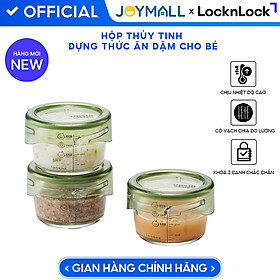 Mua Bộ Hộp Thủy Tinh Đựng Thức Ăn Dặm Cho Bé LocknLock LLG540S3GRN  Hàng Chính Hãng  Vạch Chia - JoyMall