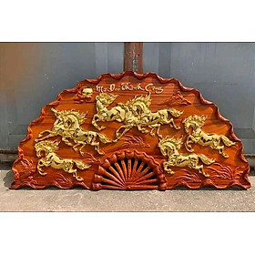 Mua Tranh treo tường cánh quạt trạm khắc mã đáo thành công bằng gỗ hương đỏ kt 50×100×4.5cm