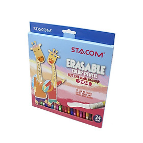 Bút chì màu gỗ xóa được Stacom 24/12 màu CP024E
