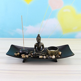 Mua Tượng Phật Thích Ca + đế + nến + cát + sỏi + nhang + đế nhang trang trí để bàn phật thái phong thuỷ siêu đẹp DRU - Hàng Chính Hãng