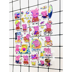 Hình Dán Bé Heo Peppa  sticker Nổi 3D set 2 bảng ( 48 miếng ảnh )