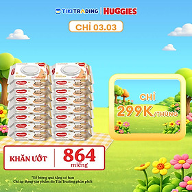Combo 12 Gói Khăn Ướt Huggies Cacao và Bơ Hạt Mỡ (72 Miếng/ Gói)