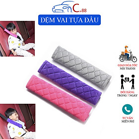 Set 2 Miếng Đệm Vai Tựa Đầu Bọc Dây Đai An Toàn Ô Tô Cho Trẻ Nhỏ Người Lớn 47