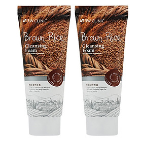 Combo 2 Sữa Rửa Mặt Sáng Mịn và Phục Hồi Da Chiết Xuất Từ Gạo 3W Clinic Brown Rice Foam Cleansing (100ml) - Hàn Quốc Chính Hãng