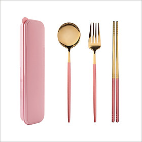 Mua Set 3 Món Muỗng Đũa Nĩa Cơm Trưa Phủ Bóng Mạ Vàng Sang Trọng