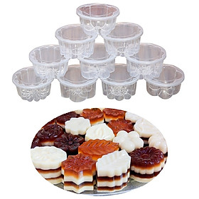 Hình ảnh Combo 10 Khuôn Làm  Rau Câu , Bánh Flan , Rau Câu Trung Thu  Hình Hoa Văn Có Nắp Tiện Lợi