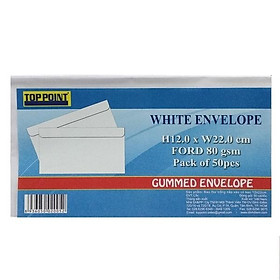 Bao Thư Trắng Toppoint 12 x 22 cm Có Keo (50 Cái/Lốc)