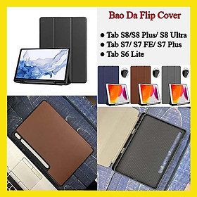 Bao Da  dành cho Samsung Galaxy Tab S8/S8 Plus/S8 Ultra,Tab S7/S7 FE/S7 Plus, TabS6 Lite Case Flip Cover Có Khay Đựng Bút Tiện Lợi