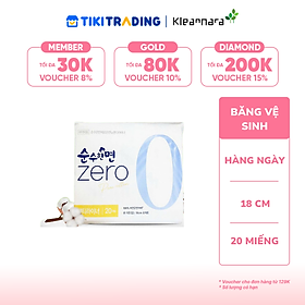 Băng vệ sinh KleanNara Soonsoohanmyeon Zero Panty Liners siêu êm thoáng (Hàng ngày, Size: 18 cm, 20 miếng/gói)