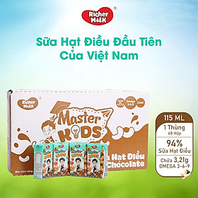 Thùng 48 Hộp Sữa Hạt Điều Trẻ Em Master Kids Chocolate 115ml (115ml x 48)